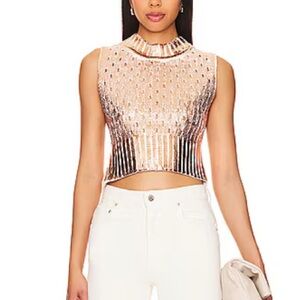 Free People Metallic Gold Sleeveless Crop Top